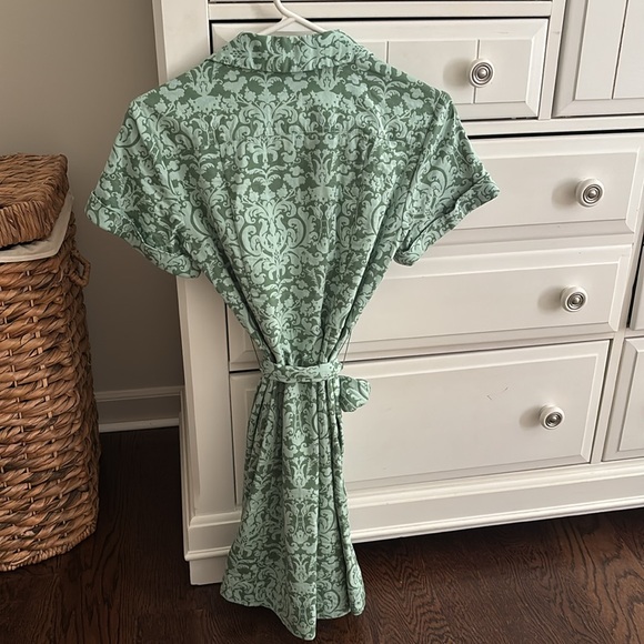 Hill House Home Green Patterned Women's Dress, XS. Great condition. With tie. - Picture 5 of 6